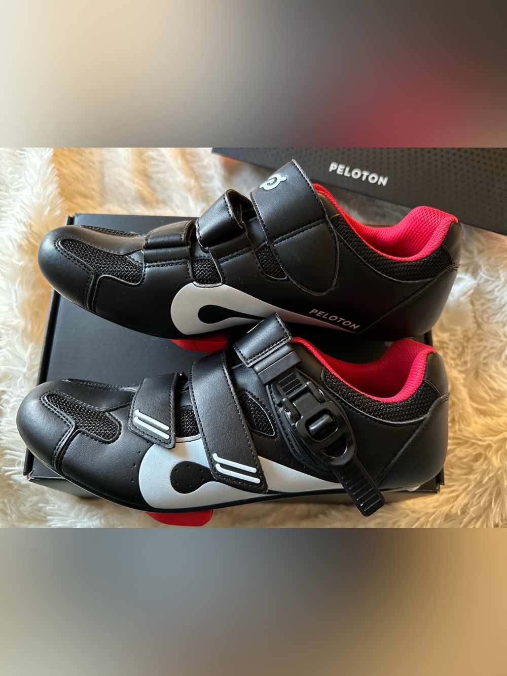 Peloton Black Cycling Shoes with Red Lining